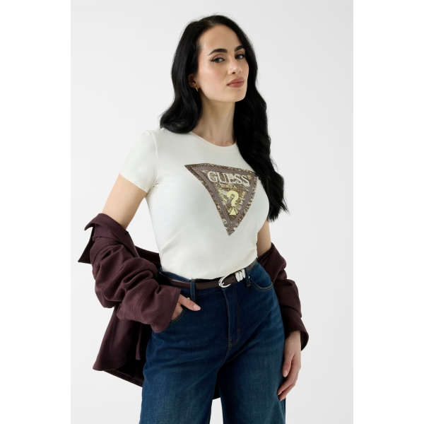 T-Shirt da donna GUESS W6YI31 K4350 Snake Triangle