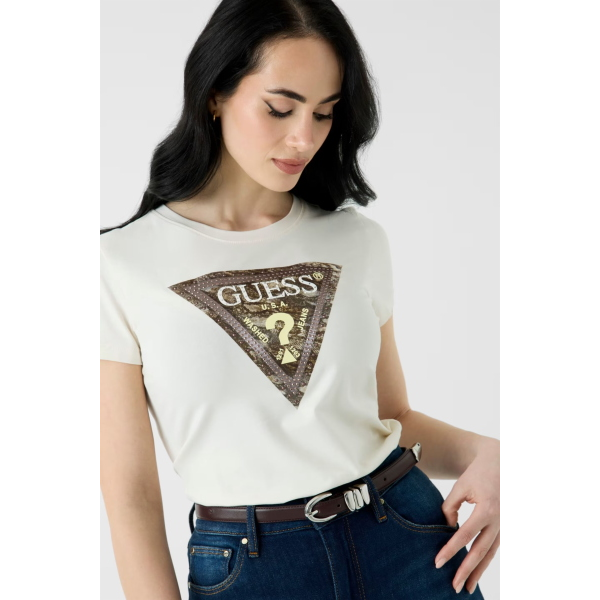 T-Shirt da donna GUESS W6YI31 K4350 Snake Triangle
