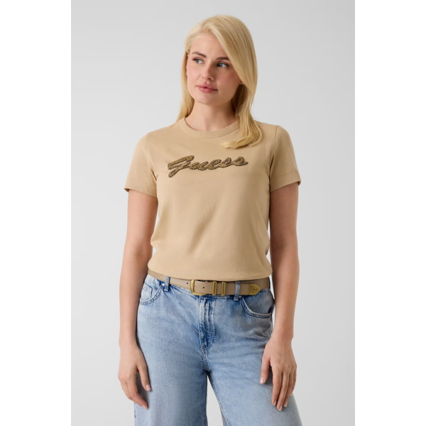 T-Shirt da donna GUESS W6YI29 K4348 Beads Script