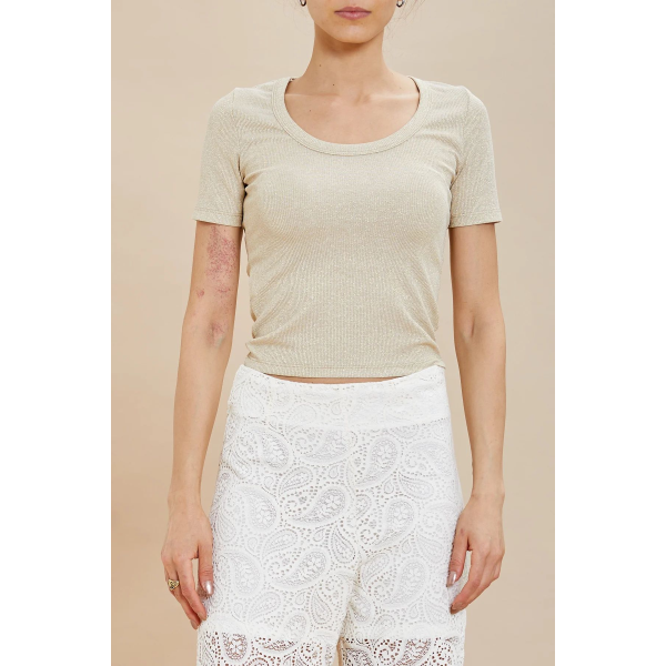 T-Shirt da donna TAKE TWO DKE7028 costine lurex