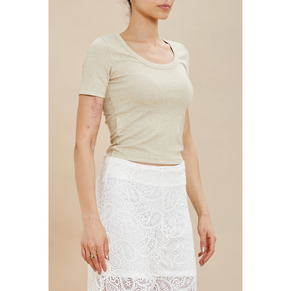 T-Shirt da donna TAKE TWO DKE7028 costine lurex