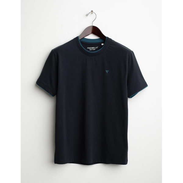T-Shirt da uomo FRED MELLO 12TG doppio collo a contrasto