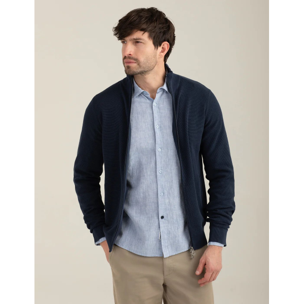 Cardigan zip da uomo FRED MELLO 03MZ in punto piquet