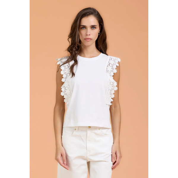 T-Shirt da donna TAKE TWO DK03316 con macramè sulla spalla