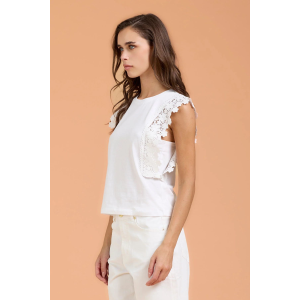 T-Shirt da donna TAKE TWO DK03316 con macramè sulla spalla