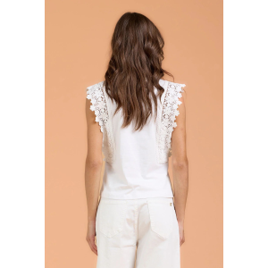T-Shirt da donna TAKE TWO DK03316 con macramè sulla spalla