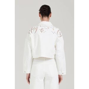 Giubbotto crop da donna TAKE TWO DK02209 con ricami traforati