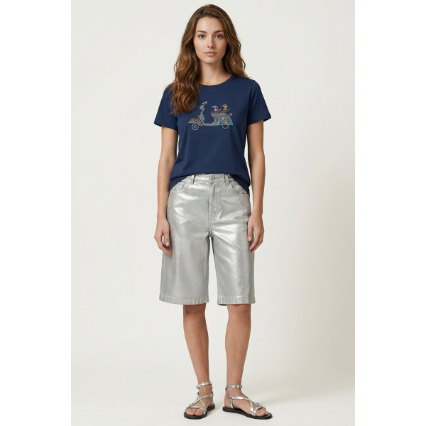 T-Shirt da donna LOLITAS&L A2313TP vespa con fiori e strass