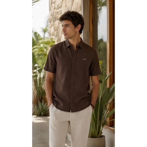 Camicia da uomo SUN68 A36134 jersey mercerizzato