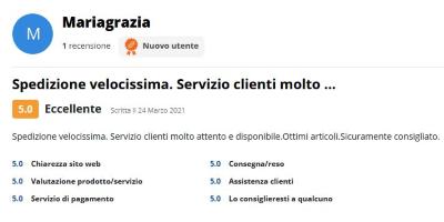 Spedizione velocissima. Servizio clienti molto attento